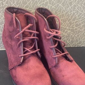 Madden Girl Maroon Lace-Up Boots